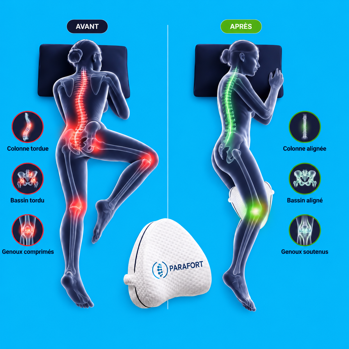 Coussin Orthopédique Genoux Parafort - Le secret d&